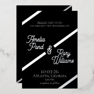 Bold Diagonal Foil Wedding Invite