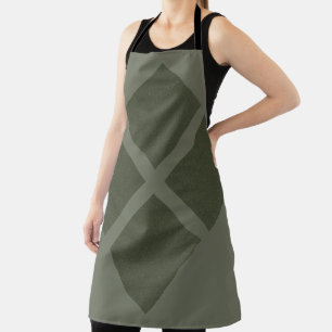 Bold Diamond Grid Moss Apron