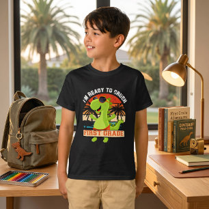 Bold Dinosaur T-Rex Ready To Crush 1st Grade Back- T-Shirt
