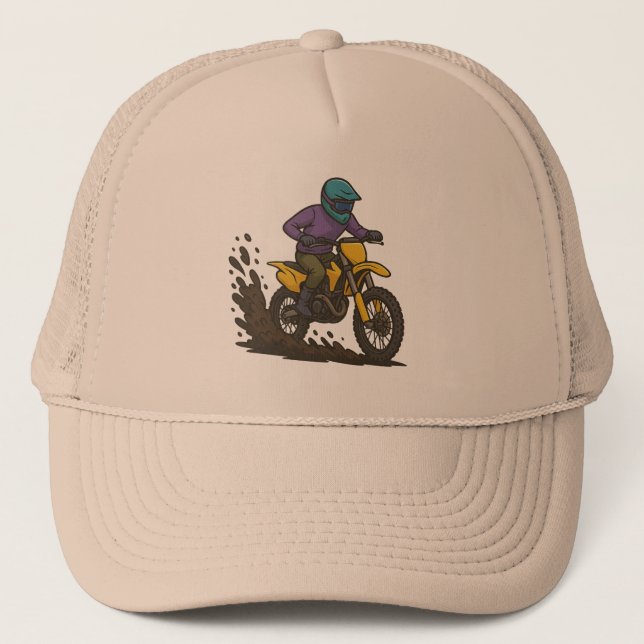 Bold Dirt Bike Rider Trucker Hat (Front)