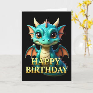 BOLD DISTINCT CLOSEUP BABY DRAGON BIRTHDAY CARD