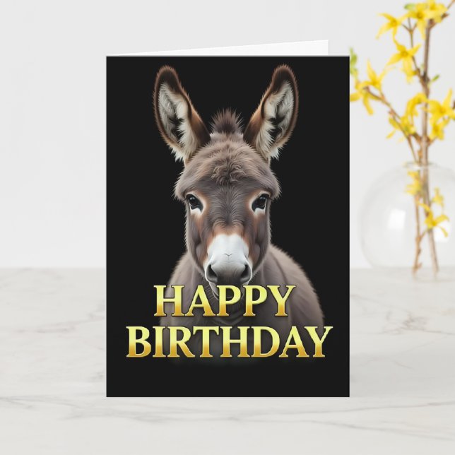 BOLD DISTINCT CLOSEUP DONKEY BIRTHDAY CARD (Yellow Flower)
