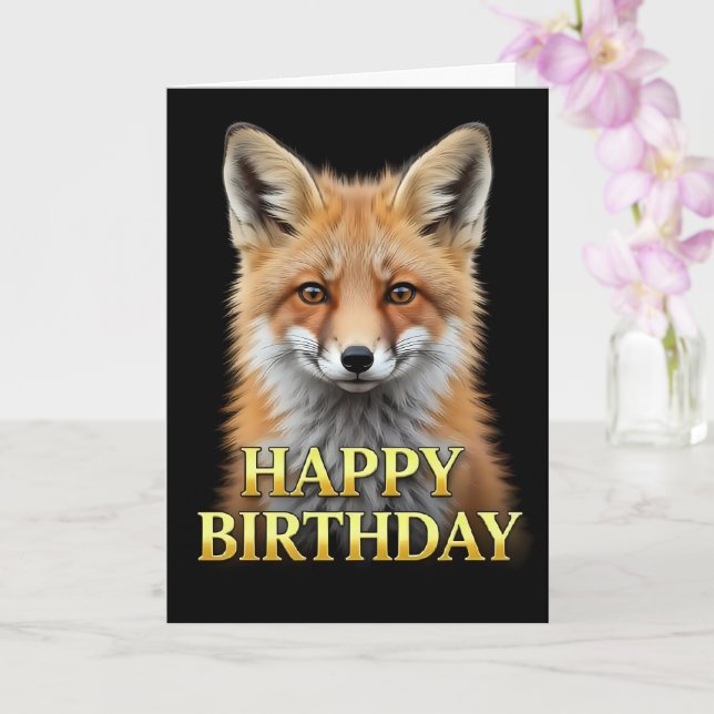BOLD DISTINCT CLOSEUP FOX BIRTHDAY CARD (Orchid)
