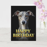 BOLD DISTINCT CLOSEUP GREYHOUND BIRTHDAY CARD