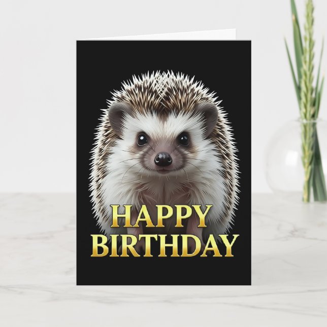 BOLD DISTINCT CLOSEUP HEDGEHOG BIRTHDAY CARD (Front)