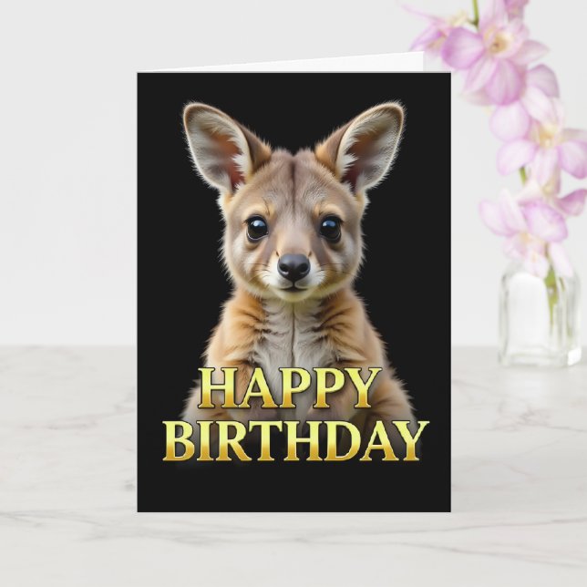 BOLD DISTINCT CLOSEUP KANGAROO JOEY BIRTHDAY CARD (Orchid)