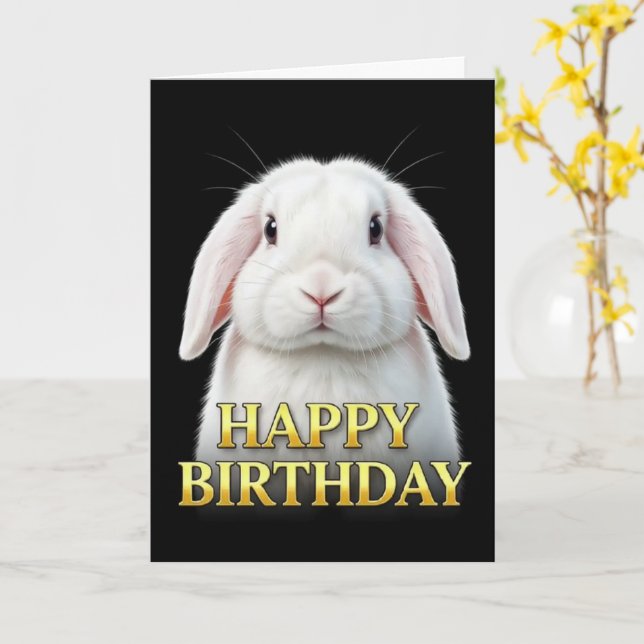 BOLD DISTINCT CLOSEUP RABBIT BIRTHDAY CARD (Yellow Flower)