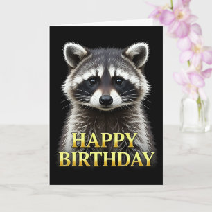 BOLD DISTINCT CLOSEUP RACCOON BIRTHDAY CARD