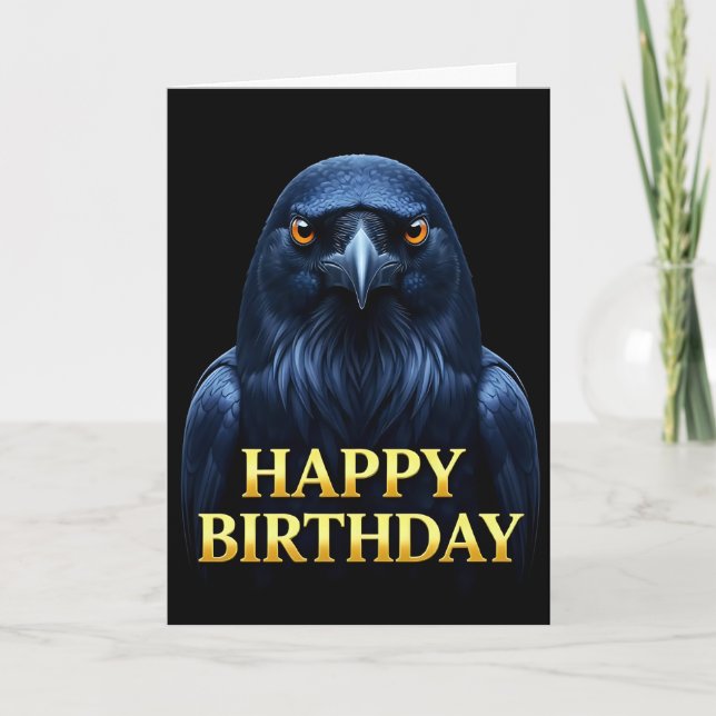BOLD DISTINCT CLOSEUP RAVEN BIRTHDAY CARD (Front)