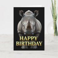 BOLD DISTINCT CLOSEUP RHINO BIRTHDAY CARD