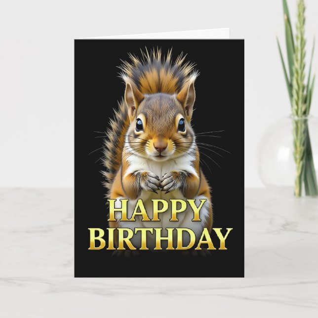 BOLD DISTINCT CLOSEUP SQUIRREL BIRTHDAY CARD (Front)