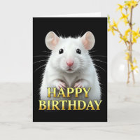 BOLD DISTINCT CLOSEUP WHITE MOUSE BIRTHDAY CARD