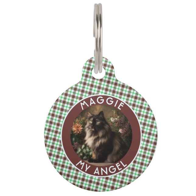 Bold Dog Gift Plaid Pattern Pet Tag (Front)