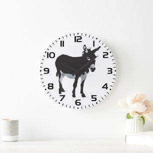 Bold Donkey Silhouette Farm Animal Large Clock