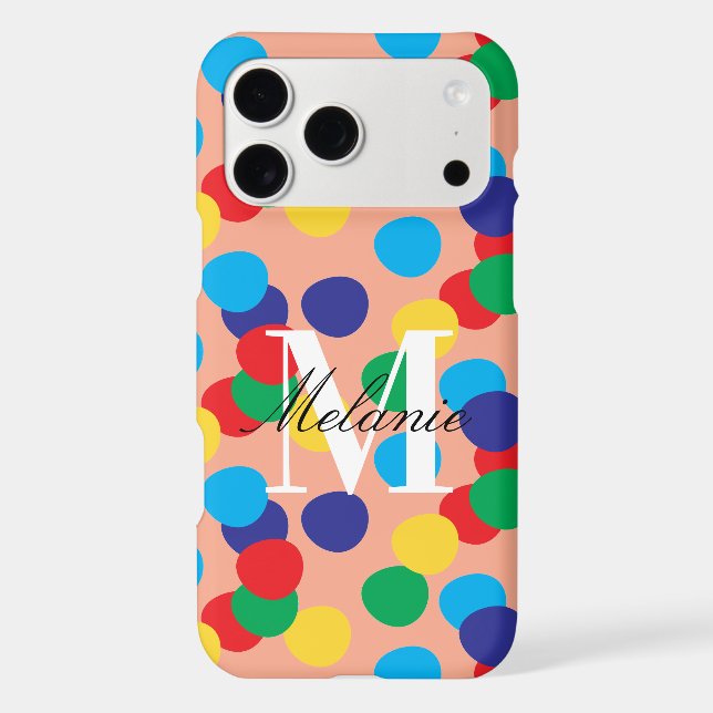 Bold Dots Colorful Custom Monogram (Back)