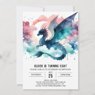 Bold Dragon Birthday Customisable Invitation