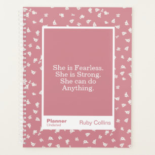Bold Dusty Pink Floral Empowerment Quote Planner