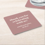 Bold Dusty Rose Retro Custom Wedding Thank You<br><div class="desc">Bold Minimalist Dusty Rose Fall Retro Simple Custom Wedding Thank You Square Paper Coaster</div>