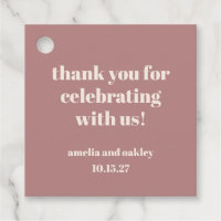 Bold Dusty Rose Retro Custom Wedding Thank You 
