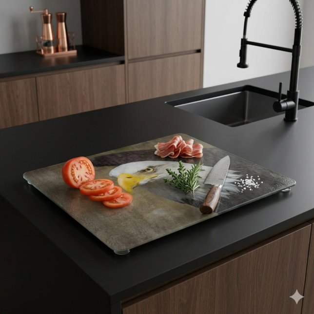 Bold Eagle Glass Cutting Board – Strength (Creator Uploaded)