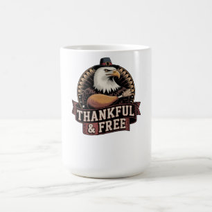 Bold Eagle Head Thankful & Free Vintage Graphic Coffee Mug