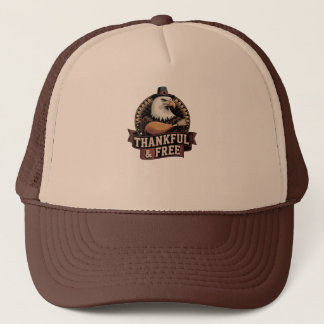 Bold Eagle Head Thankful & Free Vintage Graphic Trucker Hat