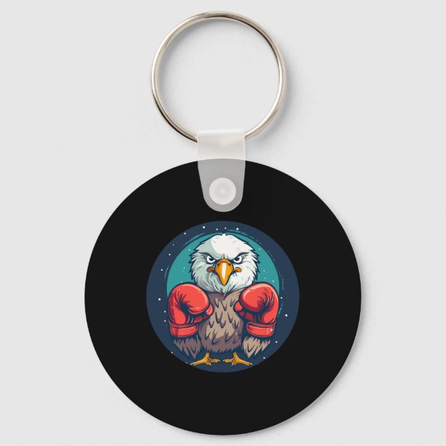 Bold Eagle With Boxing Gloves For A Powerful State Key Ring (Front)
