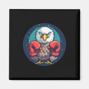 Bold Eagle With Boxing Gloves For A Powerful State Magnet