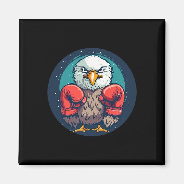 Bold Eagle With Boxing Gloves For A Powerful State Magnet (Front)