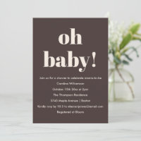 Bold Earthy Brown Modern Fun Simple Baby Shower