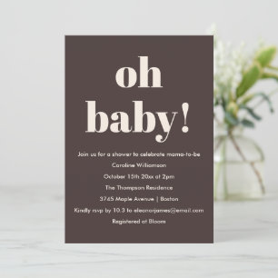 Bold Earthy Brown Modern Fun Simple Baby Shower Invitation