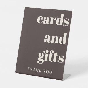 Bold Earthy Brown Modern Wedding Cards Gifts Pedestal Sign