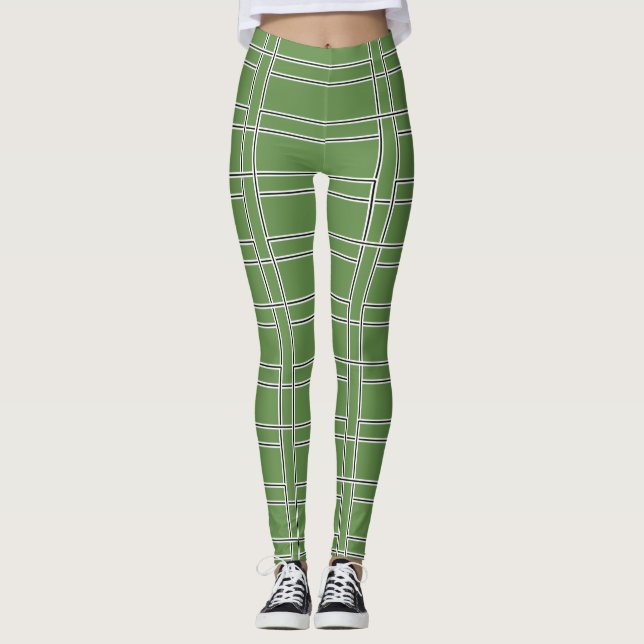 Bold Easter St Patrick's Day Black White Stripes Leggings (Front)
