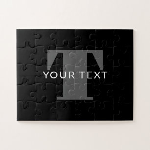 Bold Editable Text   Black White & Grey Jigsaw Puzzle