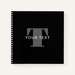 Bold Editable Text Black White & Grey Notebook