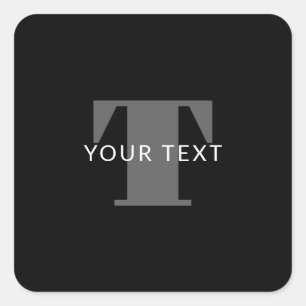 Bold Editable Text   Black White & Grey Square Sticker