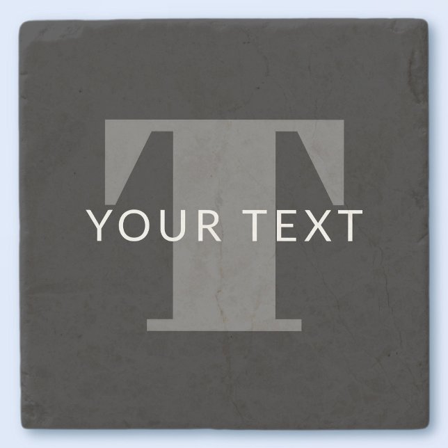 Bold Editable Text | Black White & Grey Stone Coaster (Creator Uploaded)