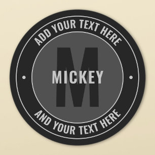 Bold Editable Text & Monogram Black & Grey