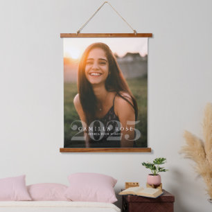 Bold Elegance 2024 Graduation Photo Announcement Hanging Tapestry