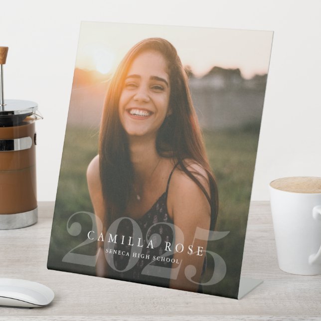 Bold Elegance 2024 Graduation Photo Announcement Pedestal Sign (In SItu)