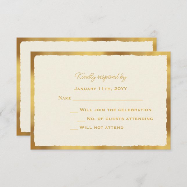 Bold Elegance Gold Edge Ecru Wedding Response (Front/Back)