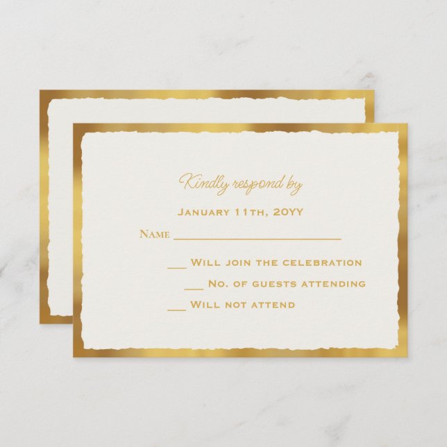 Bold Elegance Gold Edge Off White Wedding Response (Front/Back)