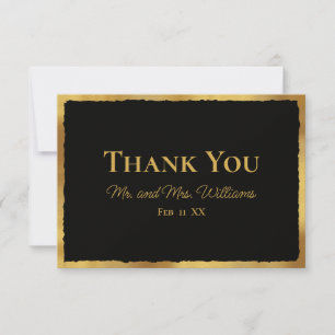 Bold Elegance Luxe Gold Edge Black Wedding Thank You Card
