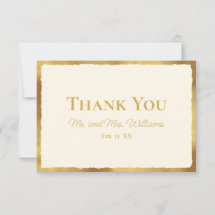 Bold Elegance Luxe Gold Edge Ecru Wedding Thank You Card