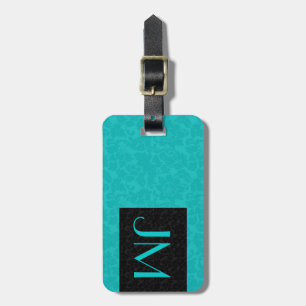 Bold Elegant Black & Turquoise Floral Damasks 3 Luggage Tag