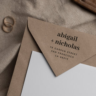 Bold Elegant Couple's Names Wedding Return Address Rubber Stamp