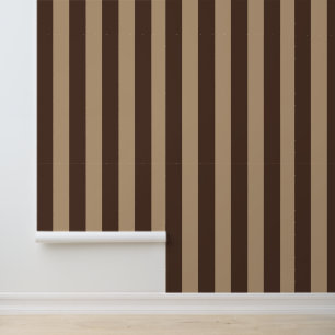 Bold Elegant Dark Brown Beige Stripes Wallpaper