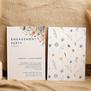 Bold Elegant Floral Engagement Party Invitation