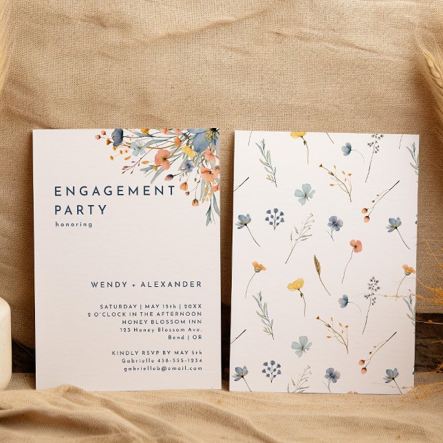 Bold Elegant Floral Engagement Party Invitation (Creator Uploaded)