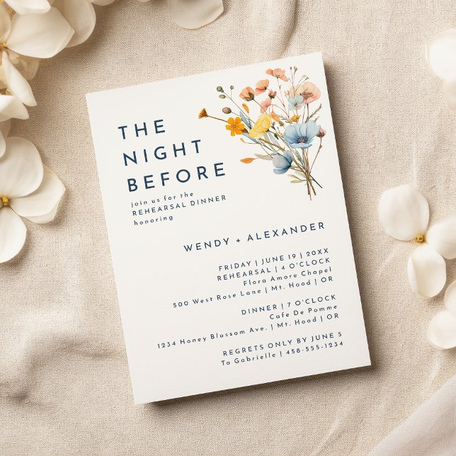 Bold Elegant Floral Night Before Rehearsal Dinner Invitation (Creator Uploaded)